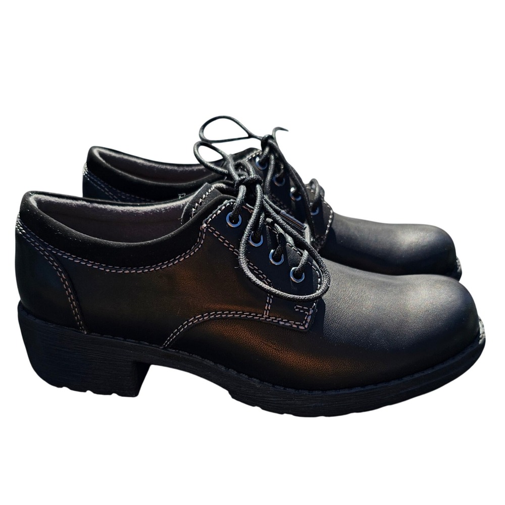 Eastland Stride Womens 6.5 Black Leather Oxford Lace Up Shoes 376401 Memory Foam